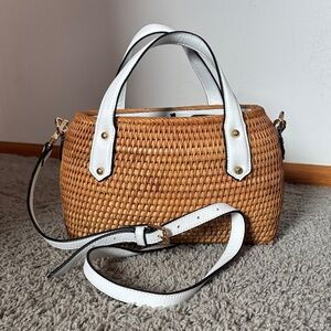Pulicati Cane Rattan Bucket Leather Bag Medium Crossbody Strap